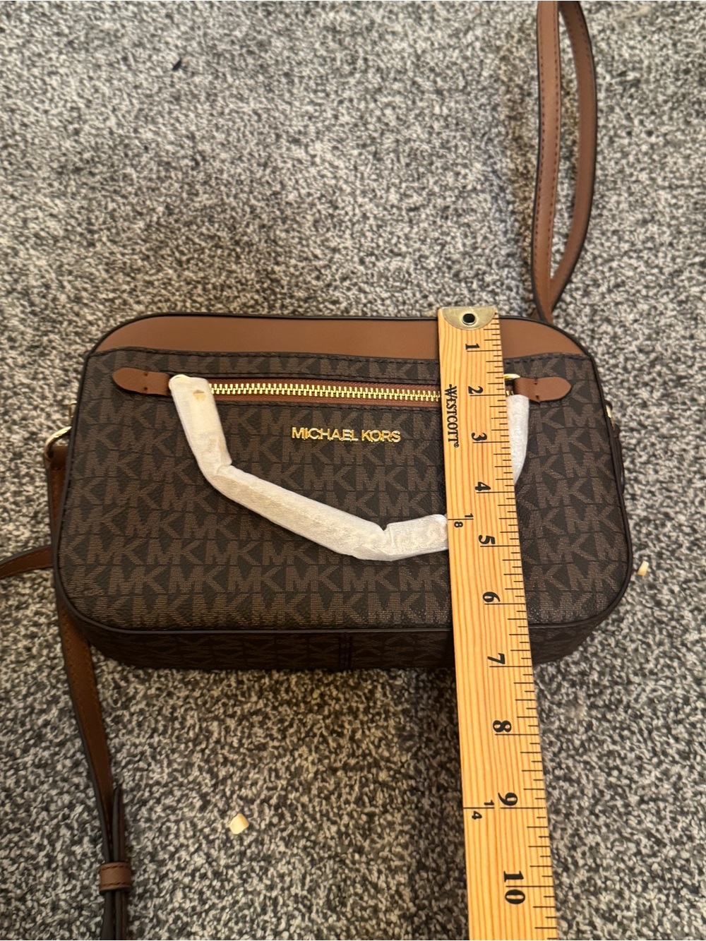 Michael Kors Jet Set Large Logo Crossbody Bag Brown MK Signature NWT - Picture 12 of 13